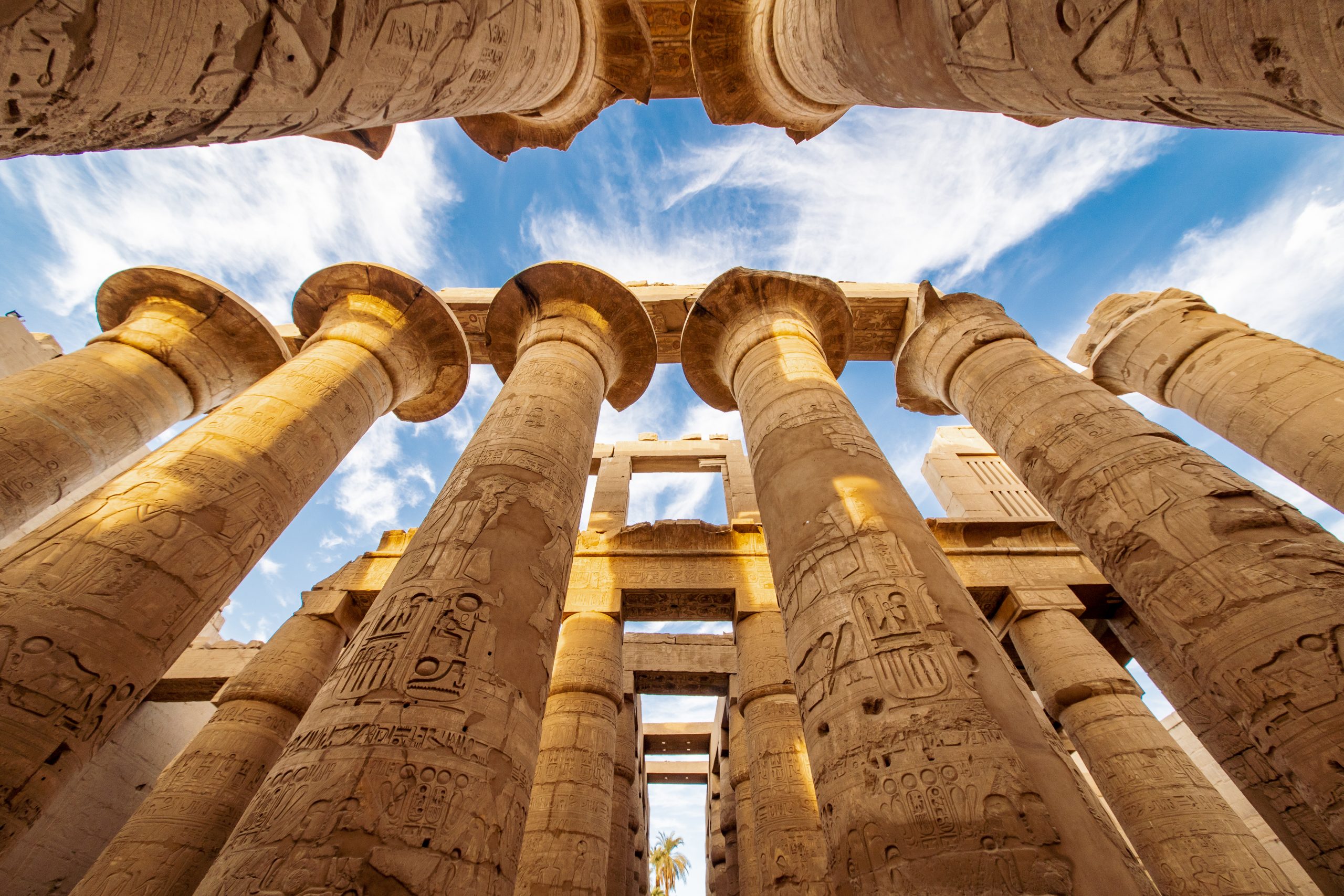 The great columns at the Karnak Temple in Luxor Thebes Egypt
