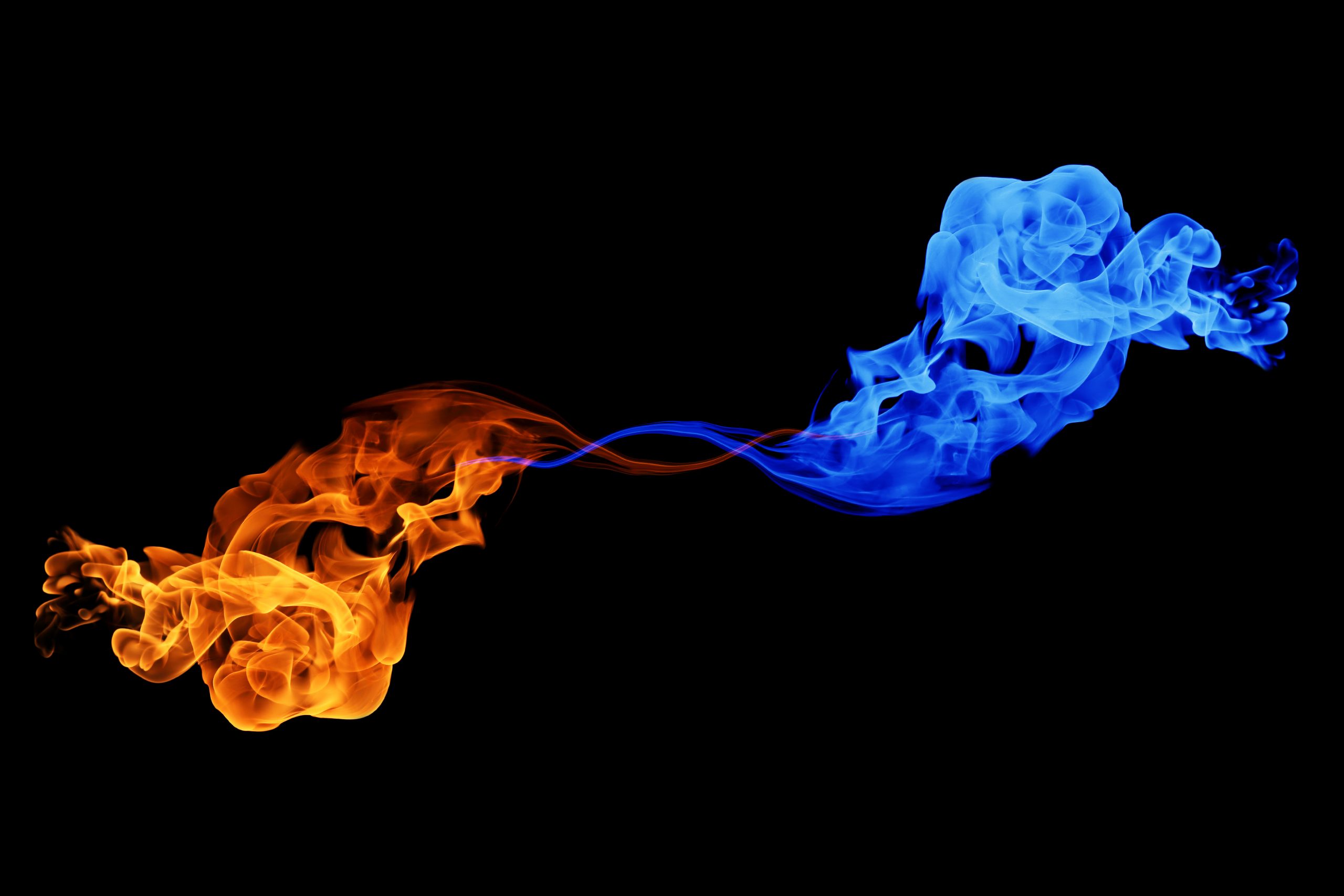 Yin-yang symbol, fire and ice, abstract background