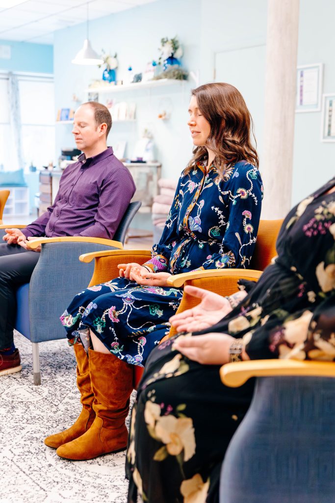 Students participating in a meditation class at The Center at Keystone in Wyomissing, PA